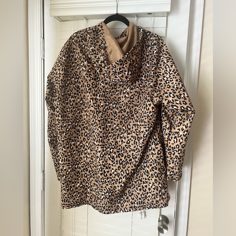 Kim Rogers leopard rain jacket.